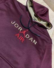 J-D Front Embroidery Logo Imported Maroon Hoodie