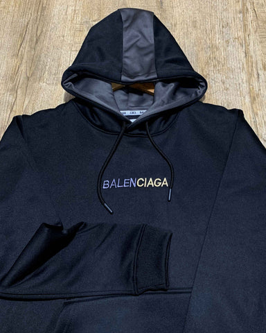 B-C Front Embroidery Logo Imported Black Hoodie