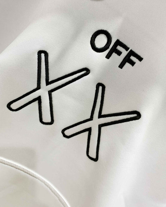 X-X Front Embroidery Logo Imported White Hoodie