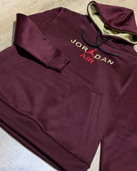 J-D Front Embroidery Logo Imported Maroon Hoodie