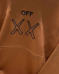 X-X Front Embroidery Logo Imported Seawead Brown Hoodie