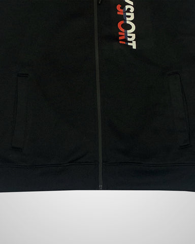 TH Graphic Letter Print Zipper Black Hoodie