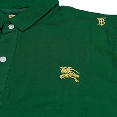 Burrberry Embroidered  Logos Green Polo Shirt