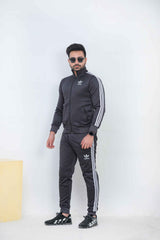 Adi-Sterling Mock Neck Warm-UP 3-Stripes Charcoal Grey Tracksuit