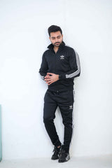 Adi-Sterling Mock Neck Warm-UP 3-Stripes Black Tracksuit