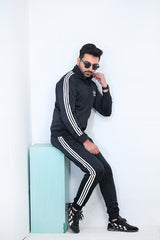 Adi-Sterling Mock Neck Warm-UP 3-Stripes Black Tracksuit