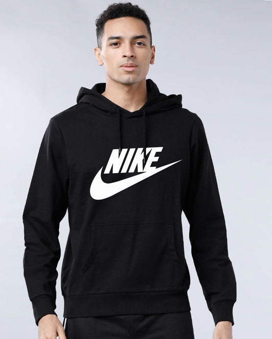 NKE Front Graphic Letter Logo Black Hoodie