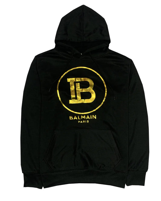 BAL Front Shinny Golden Logo Black  Hoodie