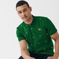 Burrberry Embroidered  Logos Green Polo Shirt