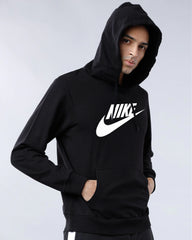 NKE Front Graphic Letter Logo Black Hoodie