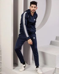 Adi-Men's 3-Stripes Blue Hoodie Tracksuit