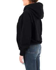 Huggo Boos Women Front Graphic Letter Logo Black Hoodie