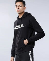 NKE Front Graphic Letter Logo Black Hoodie