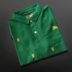 Burrberry Embroidered  Logos Green Polo Shirt