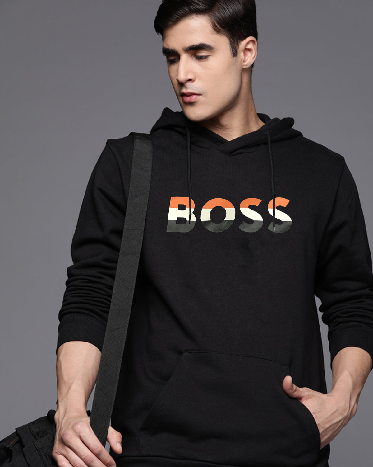 HB Front Graphic Letter Logo Black Hoodie