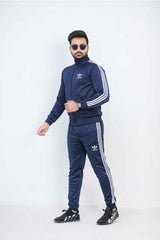 Adi-Sterling Mock Neck Warm-UP 3-Stripes Blue Tracksuit