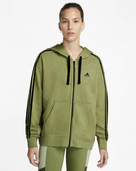 Adi-Women 3 Side Stripes Olive Hoodie